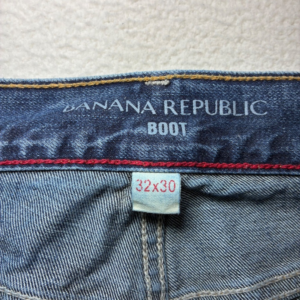 Y2K Banana Republic Boot Cut Jeans Men‎ 32x30 Blue Faded Whiskered Loose Vintage - Picture 4 of 8